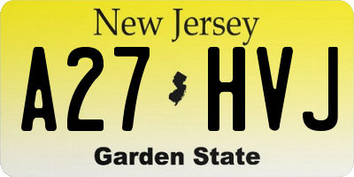 NJ license plate A27HVJ