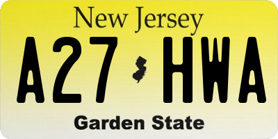 NJ license plate A27HWA