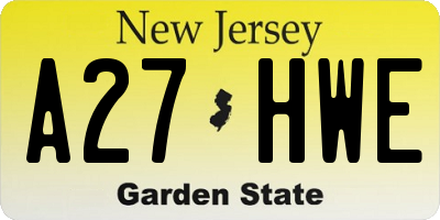 NJ license plate A27HWE