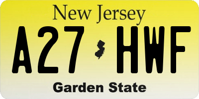NJ license plate A27HWF