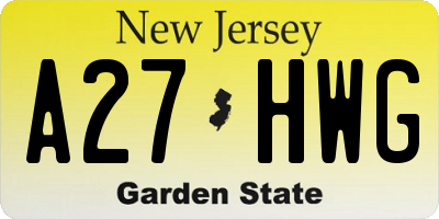 NJ license plate A27HWG