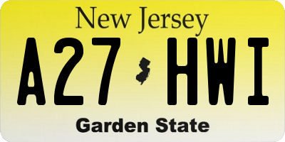 NJ license plate A27HWI