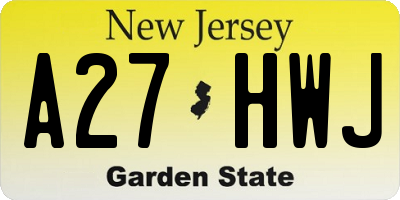 NJ license plate A27HWJ