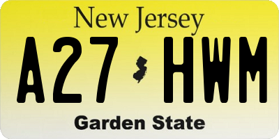 NJ license plate A27HWM