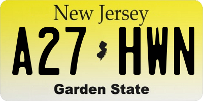 NJ license plate A27HWN