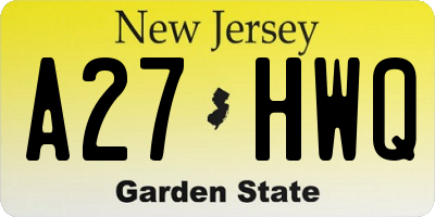 NJ license plate A27HWQ
