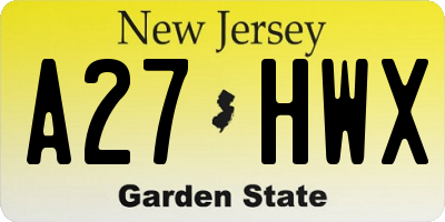 NJ license plate A27HWX