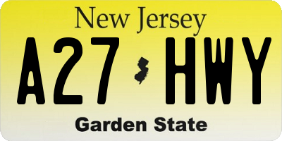 NJ license plate A27HWY