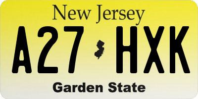 NJ license plate A27HXK