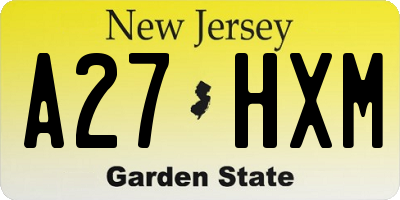 NJ license plate A27HXM