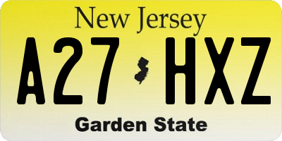 NJ license plate A27HXZ