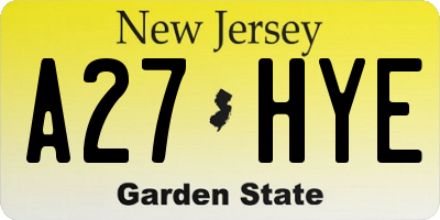 NJ license plate A27HYE