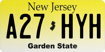 NJ license plate A27HYH