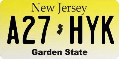 NJ license plate A27HYK