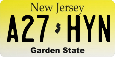 NJ license plate A27HYN