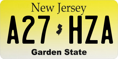 NJ license plate A27HZA
