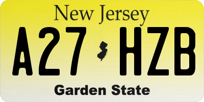 NJ license plate A27HZB