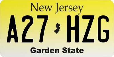 NJ license plate A27HZG