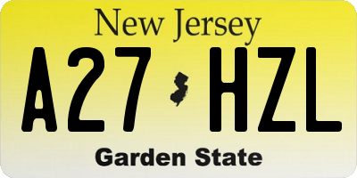 NJ license plate A27HZL