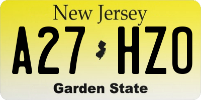 NJ license plate A27HZO