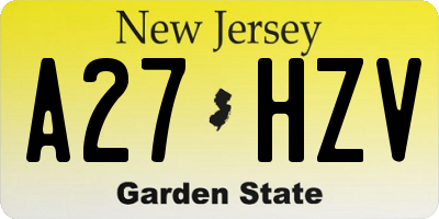 NJ license plate A27HZV