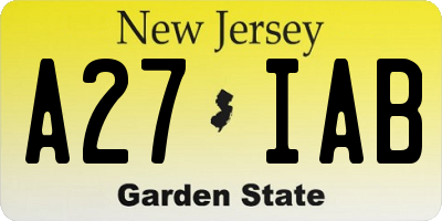 NJ license plate A27IAB