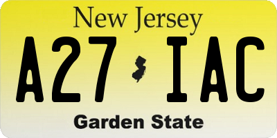 NJ license plate A27IAC