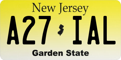 NJ license plate A27IAL