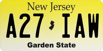 NJ license plate A27IAW