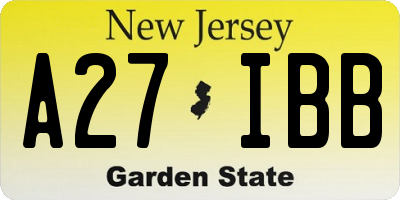 NJ license plate A27IBB