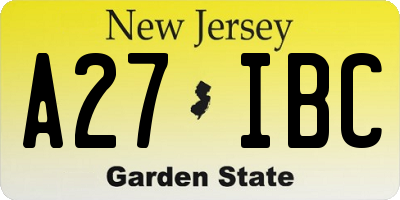 NJ license plate A27IBC