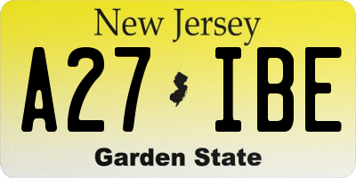 NJ license plate A27IBE