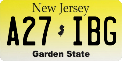 NJ license plate A27IBG