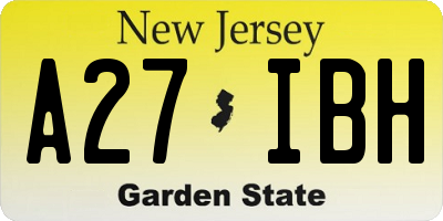 NJ license plate A27IBH