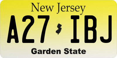 NJ license plate A27IBJ