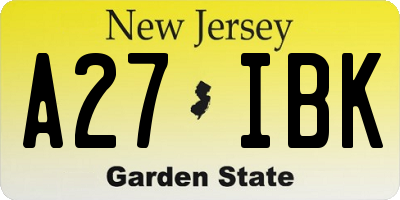 NJ license plate A27IBK