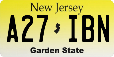 NJ license plate A27IBN