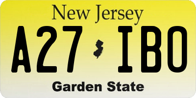 NJ license plate A27IBO