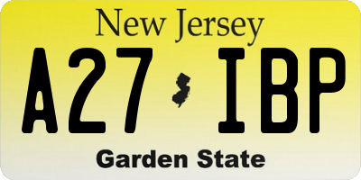NJ license plate A27IBP