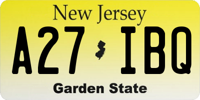 NJ license plate A27IBQ