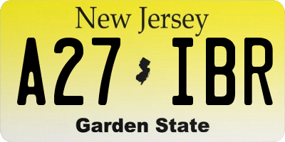 NJ license plate A27IBR