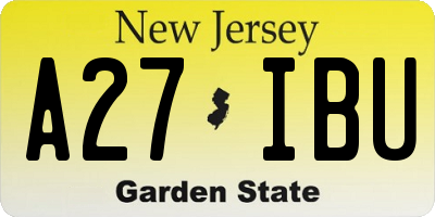 NJ license plate A27IBU