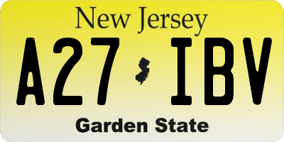 NJ license plate A27IBV