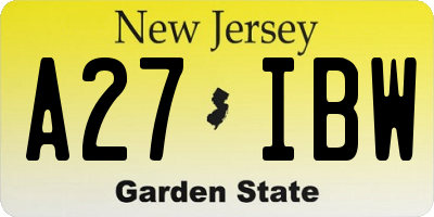 NJ license plate A27IBW