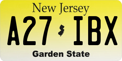 NJ license plate A27IBX