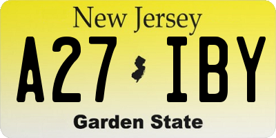 NJ license plate A27IBY