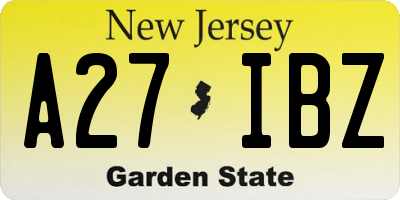 NJ license plate A27IBZ