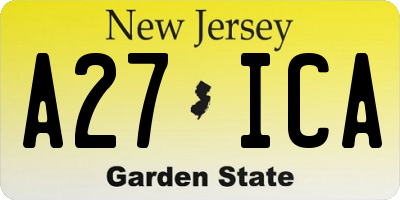 NJ license plate A27ICA