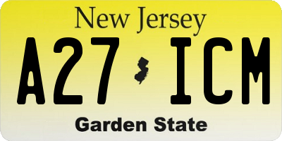 NJ license plate A27ICM