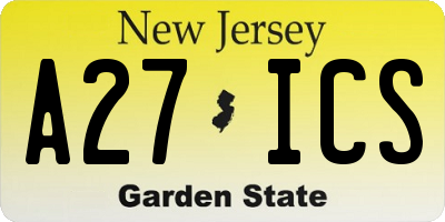 NJ license plate A27ICS